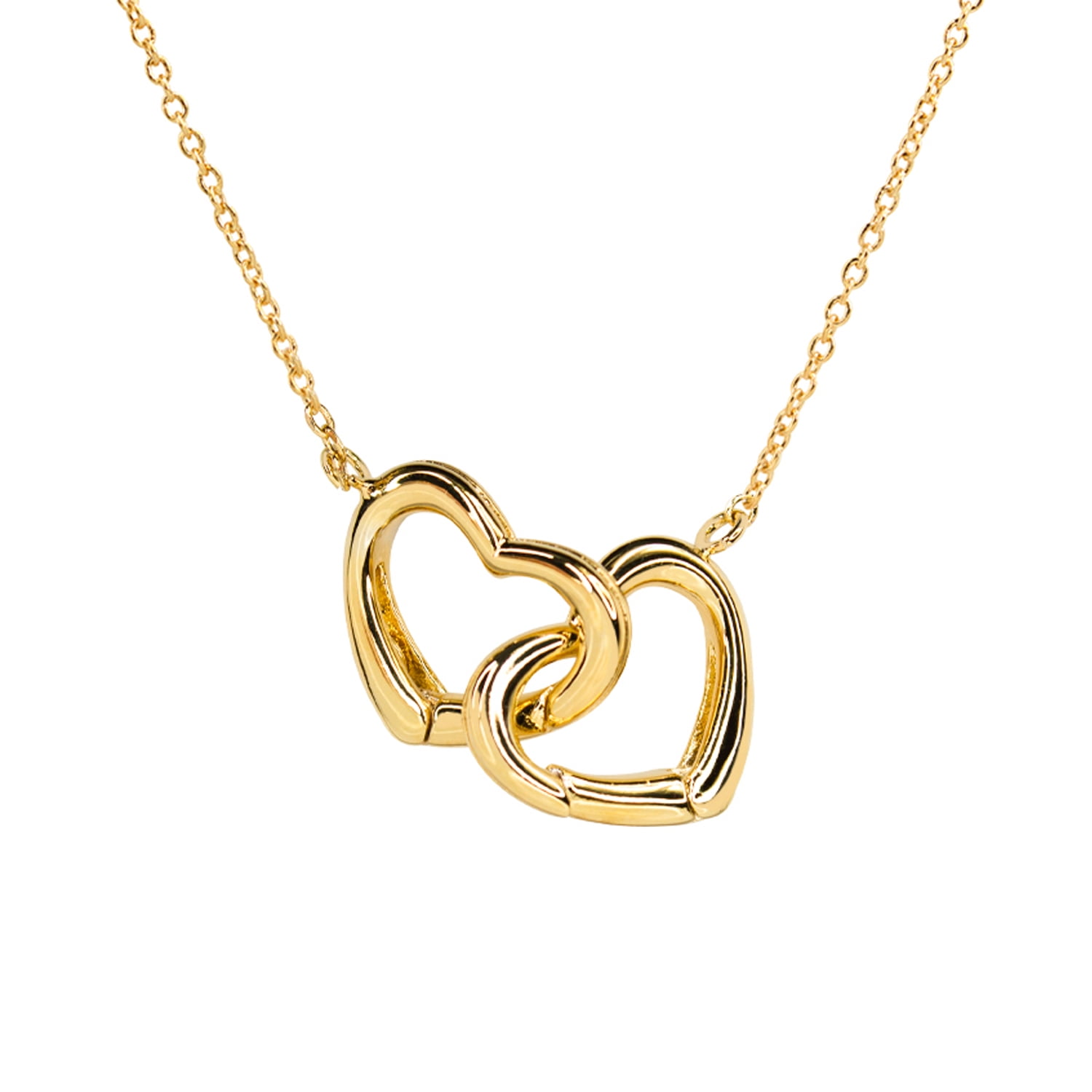 Gold double heart necklace with Initial and Date - Lulu + Belle Jewellery