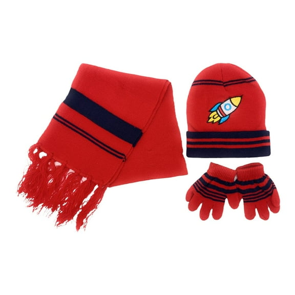 Empire Cove 3 Piece Kids Winter Knit Beanie Set Gloves Hats Scarves Girls Boys Rocket