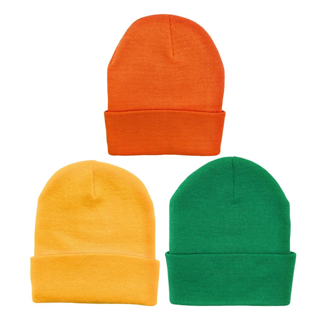 Empire Cove Cuffed Knit Beanie 3 Pack Set of Orange,
