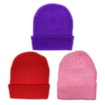 thumbnail image 1 of Empire Cove Cuffed Knit Beanie 3 Pack Set of Purple Red Pink, 1 of 4