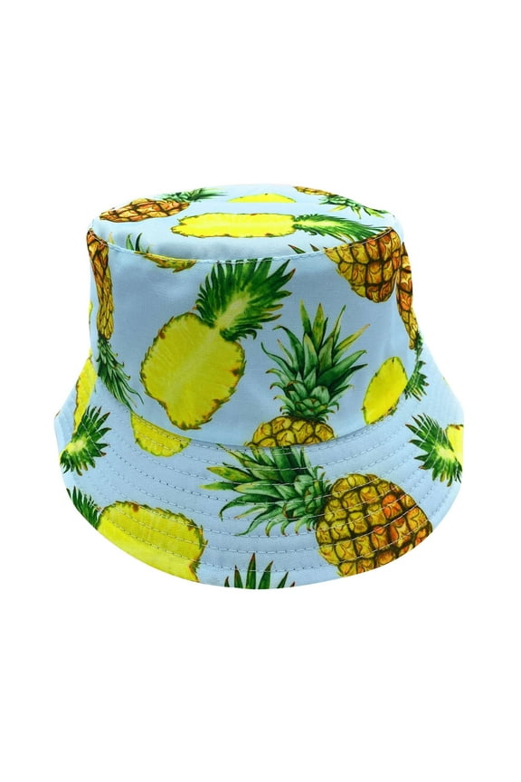 Fruit Designs Reversible Bucket Hat Fisherman Cap Women Men Pineapple