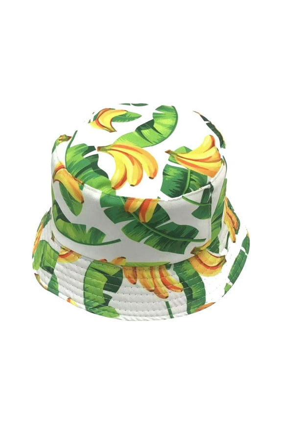 Fruit Print Bucket Hat Reversible Fisherman Cap Women Men Banana