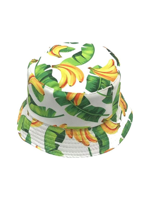 Fruit Print Bucket Hat Reversible Fisherman Cap Women Men Banana