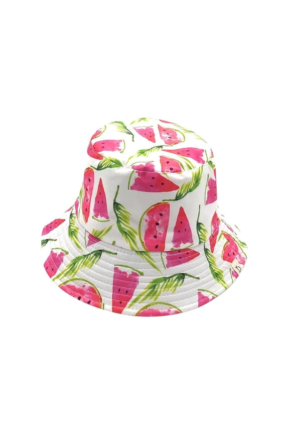 Fruit Print Bucket Hat Reversible Fisherman Cap Women Men Watermelon