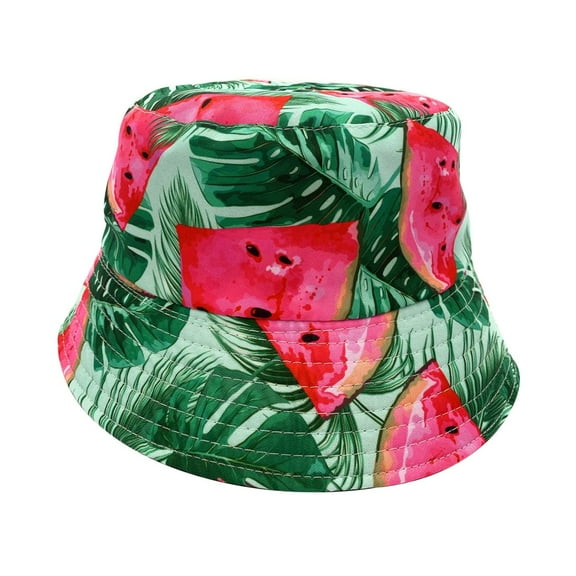 Empire Cove Fruit Print Bucket Hat Reversible Fisherman Cap Women Watermelon Green