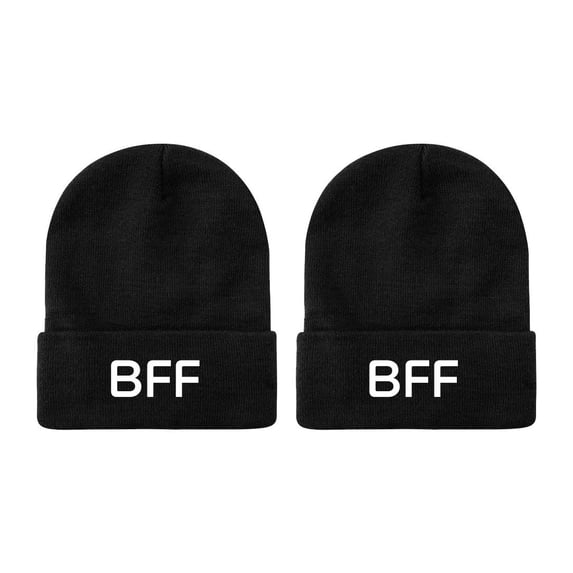 Empire Cove Gift Set for BFF Best Friends Forever - 2 Cuffed Beanies Embroidered - Set A