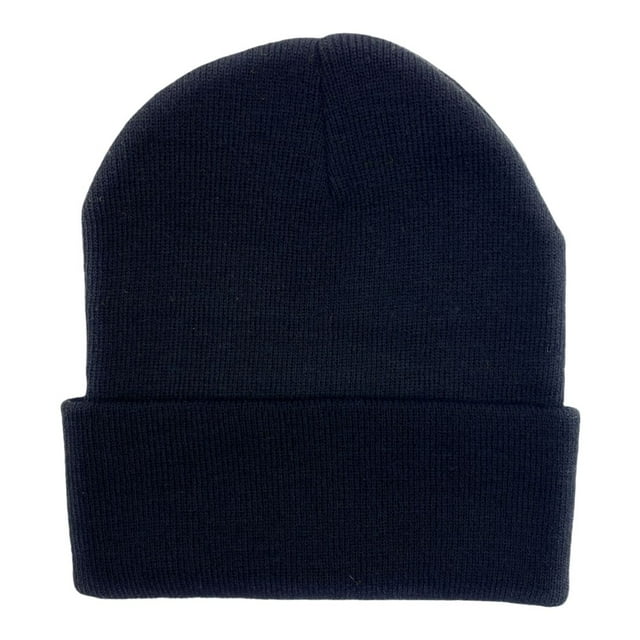 Empire Cove Solid Black Knit Cuffed Beanie Hat for Men and Women