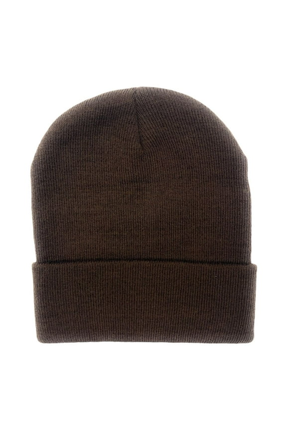 Knit Cuffed Beanie Hat Cap Warm Winter Men Women Soft Toboggan Brown