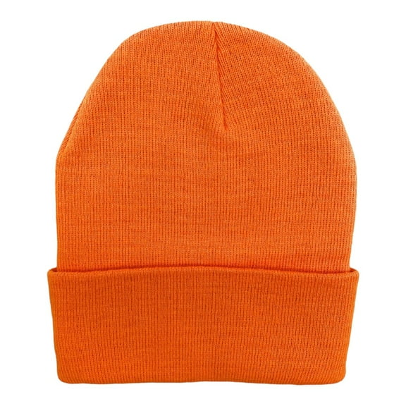 Empire Cove Knit Cuffed Beanie Hat Cap Warm Winter Men Women Soft Toboggan Orange