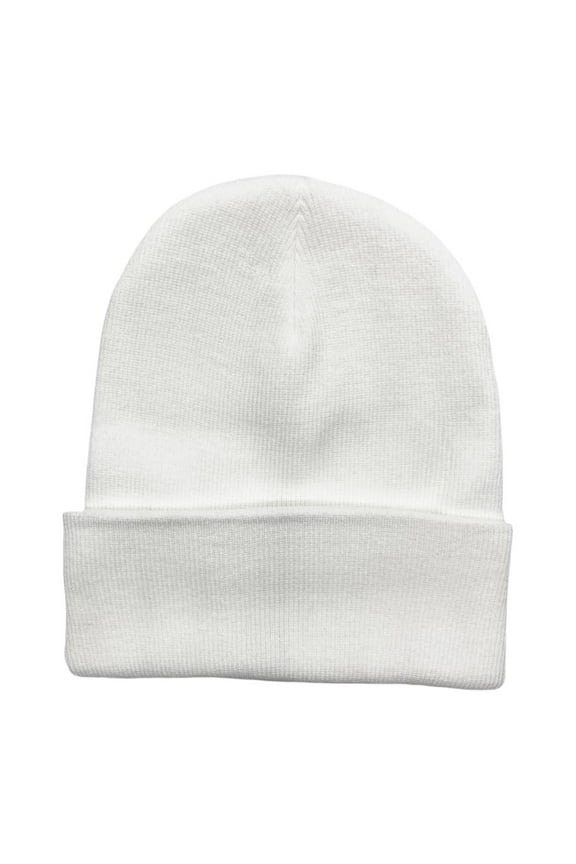 Knit Cuffed Beanie Hat Cap Warm Winter Men Women Soft Toboggan White
