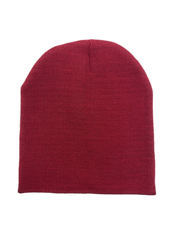Knit Uncuffed Beanie Hat Cap Warm Winter Men Women Toboggan Maroon