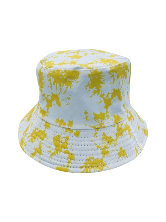 Paint Splash Bucket Hat Reversible Fisherman Cap Women Men Yellow