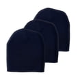 thumbnail image 1 of Empire Cove Short Uncuffed Knit Beanie 3 Pack Set Black, 1 of 4