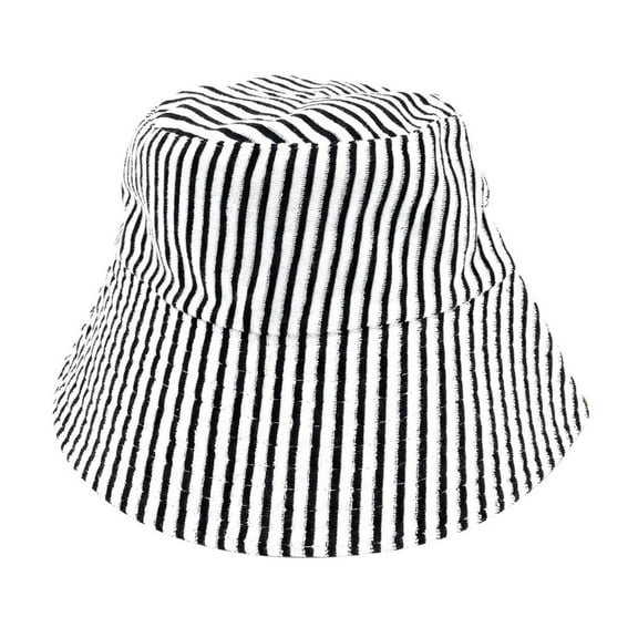 Empire Cove Stripe Terry Cloth Bucket Hat Fisherman Cap Women Men Sun Hat Black