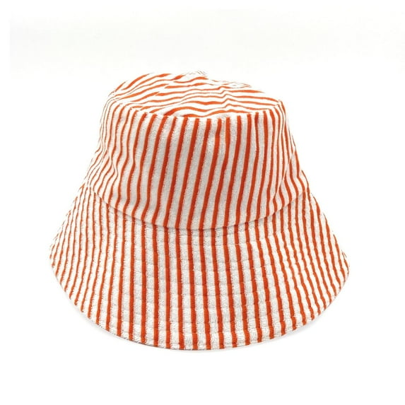 Empire Cove Stripe Terry Cloth Bucket Hat Fisherman Cap Women Men Sun Hat Orange