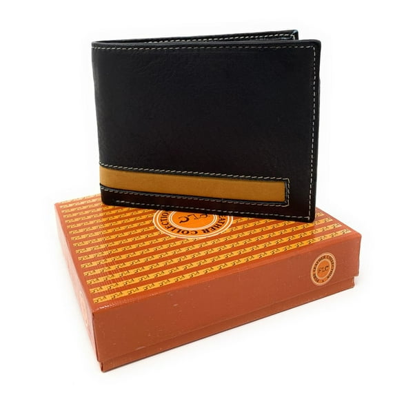 Empire Cove Stylish Modern Genuine Leather Bifold Wallets Mens Womens - Black