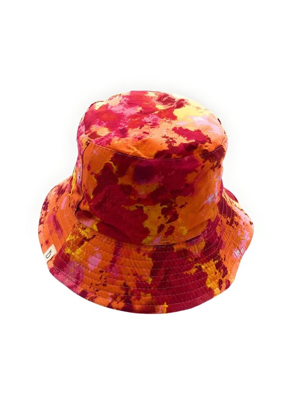 Tie Dye Crumple Reversible Bucket Hat Fisherman Cap Women Men Orange