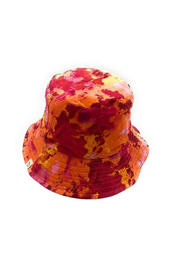 Tie Dye Crumple Reversible Bucket Hat Fisherman Cap Women Men Orange