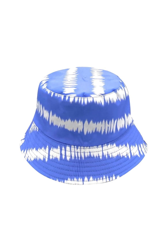 Tie Dye Stripes Bucket Hat Reversible Fisherman Cap Women Men Blue