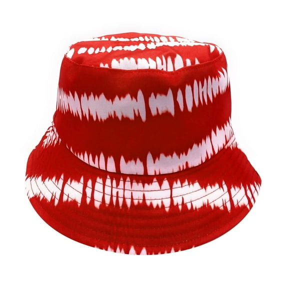 Empire Cove Tie Dye Stripes Bucket Hat Reversible Fisherman Cap Women Men Red
