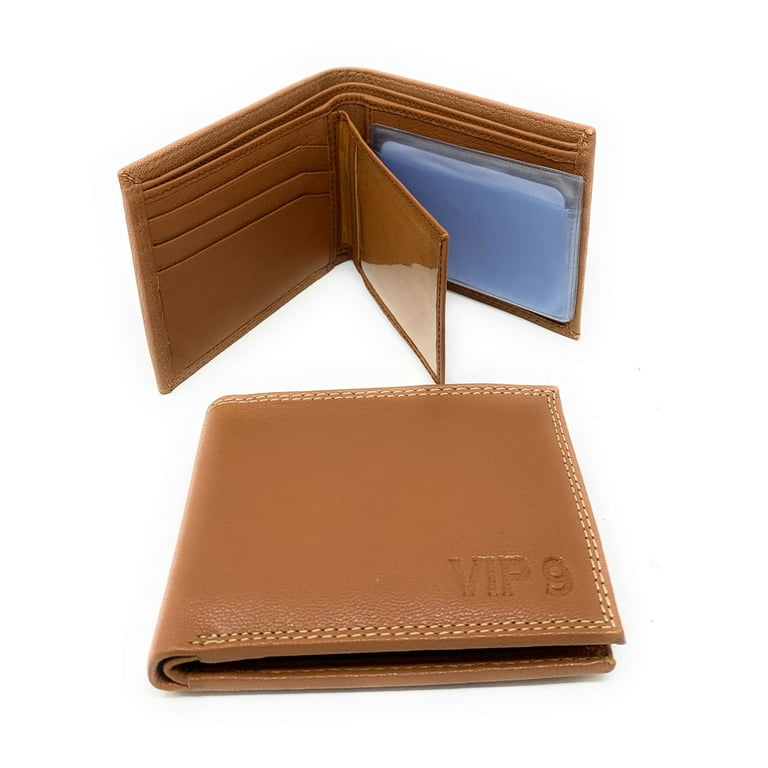 Leather Vertical Slim Wallet - Tan