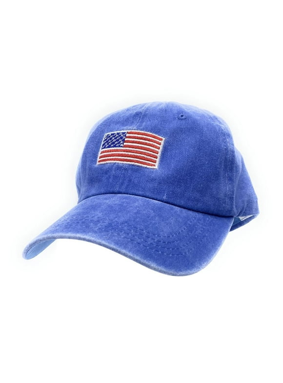 Empire Cove Washed USA Flag Cotton Baseball Dad Caps Patriotic Hats Vintage Blue