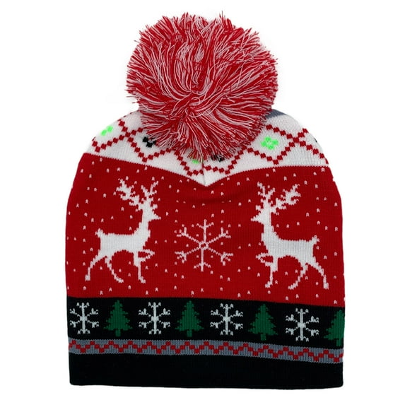 Empire Cove Winter Holiday Reindeer Beanie Snowflakes with Yarn Pom Pom Holiday Gifts