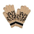 thumbnail image 1 of Empire Cove Winter Knit Leopard Striped Touch Screen Gloves - Camel, 1 of 1