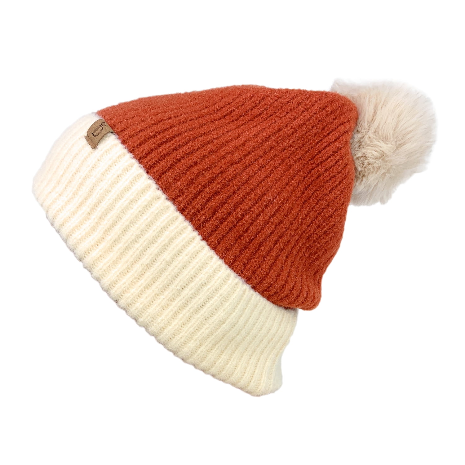 Empire Cove Winter Ribbed Knit Beanie with Faux Fur Pom Pom 