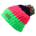 thumbnail image 1 of Empire Cove Winter Tri-Color Knit Beanie with Pom Pom- Lime, 1 of 5