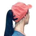 thumbnail image 1 of Empire Cove Womens Distressed Washed Ponytail Caps Hats Vintage Relaxed Fit Salmon, 1 of 6