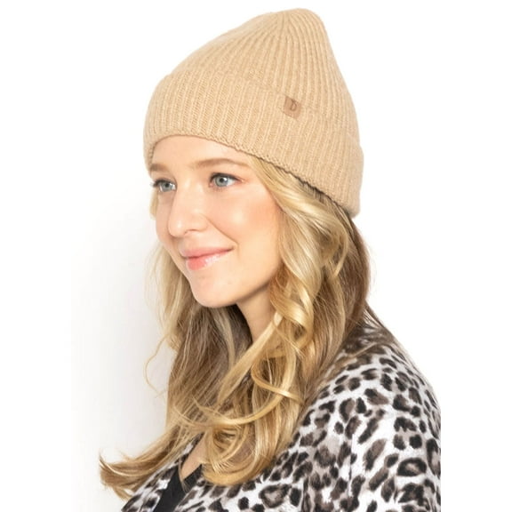 Empire Cove Womens Ribbed Knit Cuff Beanie Beige