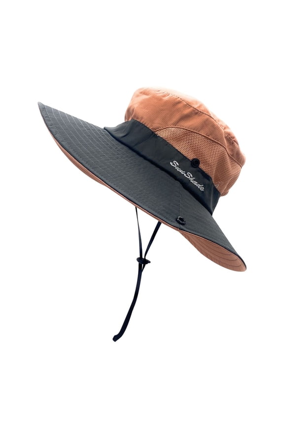 Womens Sun Hat Wide Ponytail Bucket Cap Sports UV Protection Pink