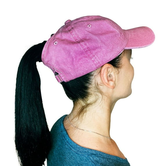 Empire Cove Womens Washed Ponytail Caps Cotton Hats Vintage Relaxed Fit Pink
