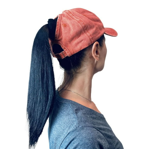 Empire Cove Womens Washed Ponytail Caps Cotton Hats Vintage Relaxed Fit Salmon