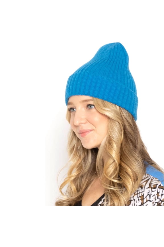 Womens Winter Solid Ribbed Knit Cuff Beanie Hat Soft Warm