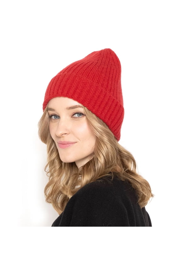 Womens Winter Solid Ribbed Knit Cuff Beanie Hat Soft Warm