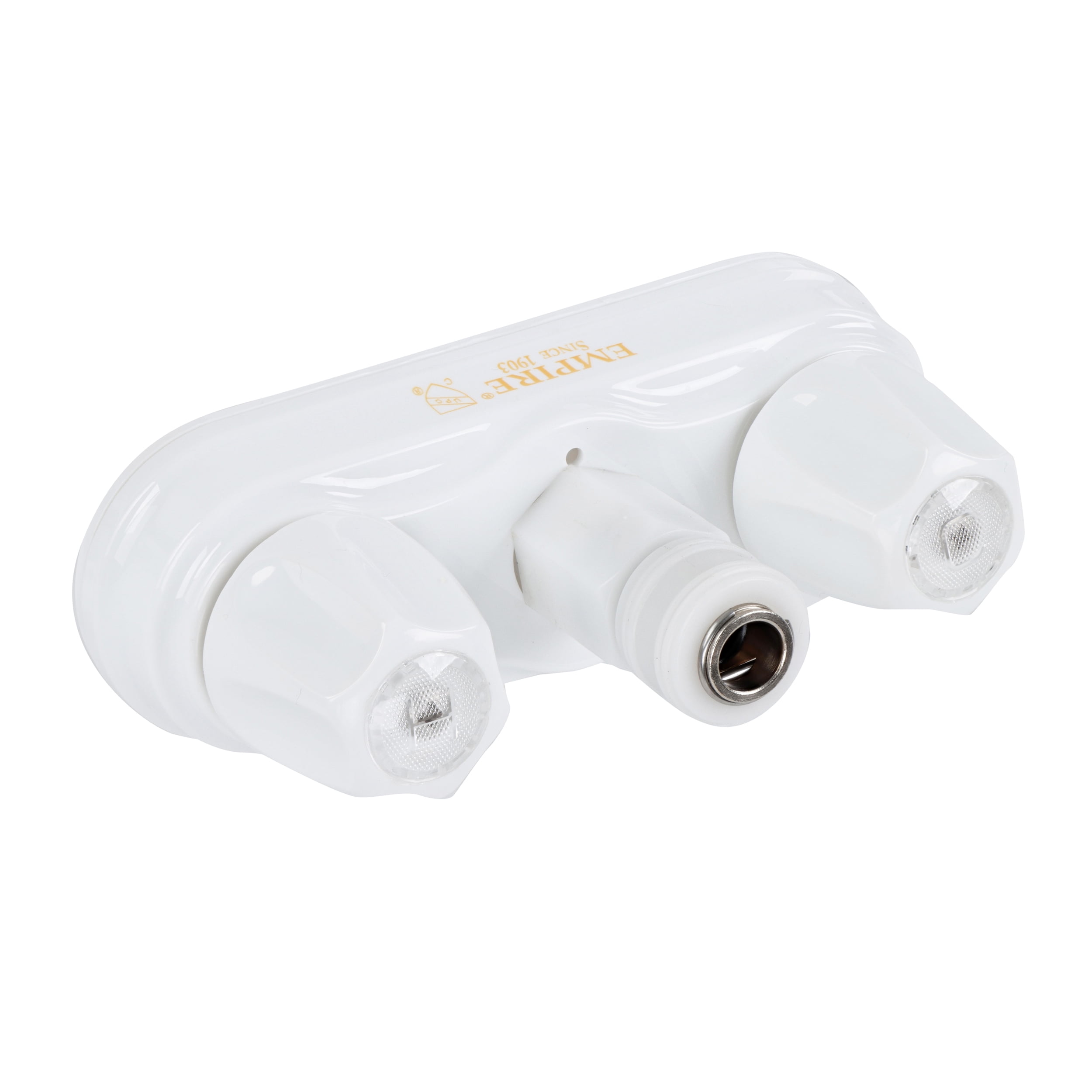 Empire Faucets RV Water Hose Hook Up 4in White Water Valve with Quick