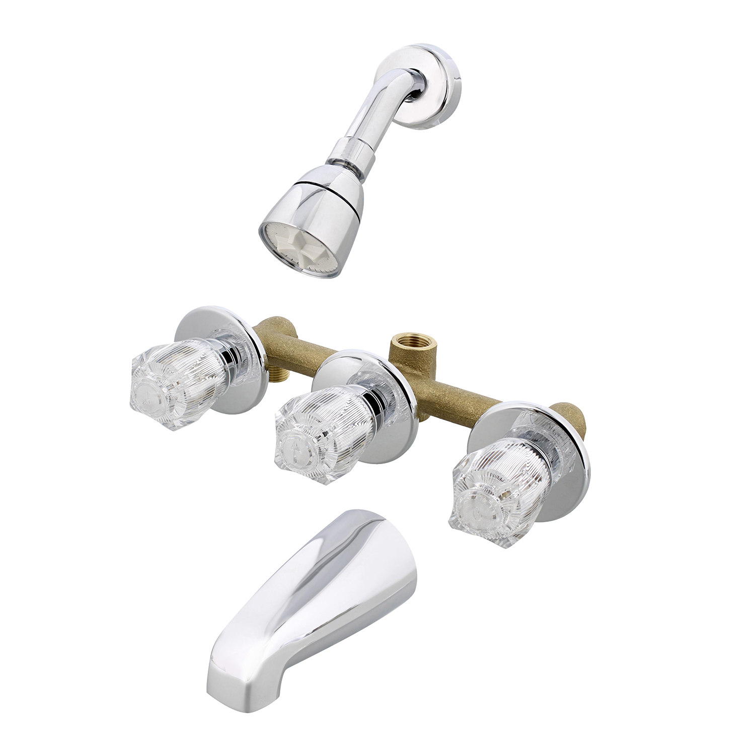 Pfister 3 Handle Tub & Shower Faucet Trim with Porcelain Cross Handles