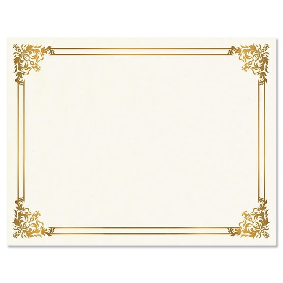 Empire Gold Certificate on White Parchment - Set of 25, 8-1/2" x 11" on 60 lb. text parchment paper, Laser and inkjet printer compatible