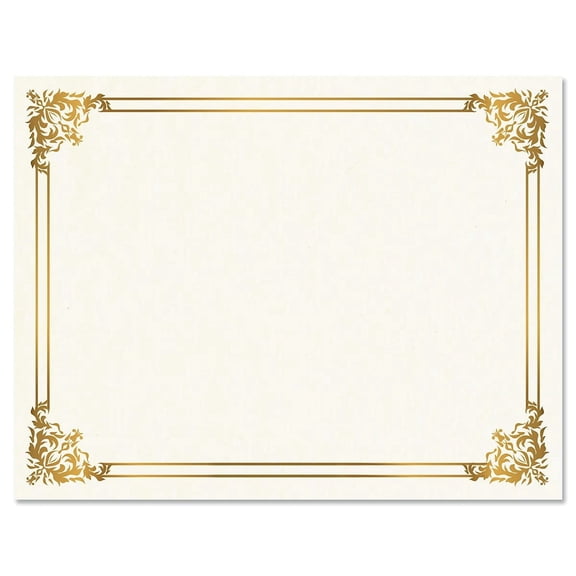 Empire Gold Certificate on White Parchment - Set of 25, 8-1/2" x 11" on 60 lb. text parchment paper, Laser and inkjet printer compatible