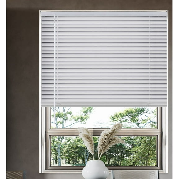 Empire Home 1 in Cordless Vinyl Mini Window Blinds, White, 30 in x 64 in