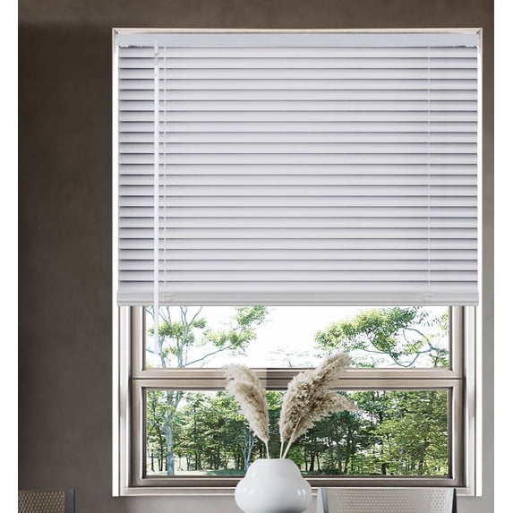 Empire Home 1 in Cordless Vinyl Mini Window Blinds, White, 30 in x 64 in