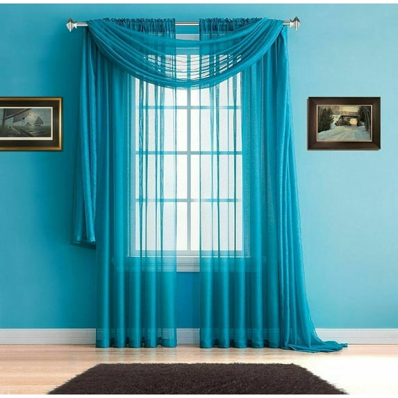 Empire Home Blue 216" Long Sheer Curtain Valance Window New