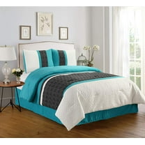 Empire Home Enas Comforter Set, Teal/Grey, Polyester, Queen, 4-Piece