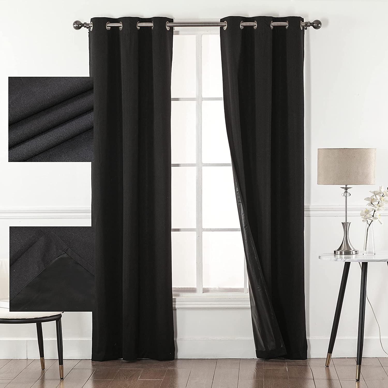 Empire Home Fashion 100% Blackout Window Curtain Panel - Thermal Insulated, Black Back & Grommets - 7 Colors - 4 Sizes
