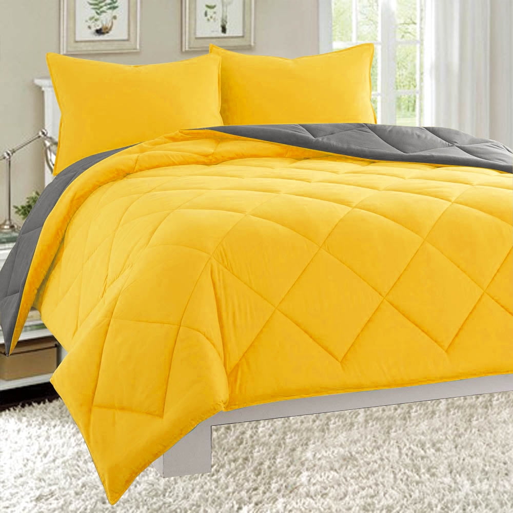 Empire Home Fashion	 3-Piece Solid Reversible Comforter Set King, Yellow