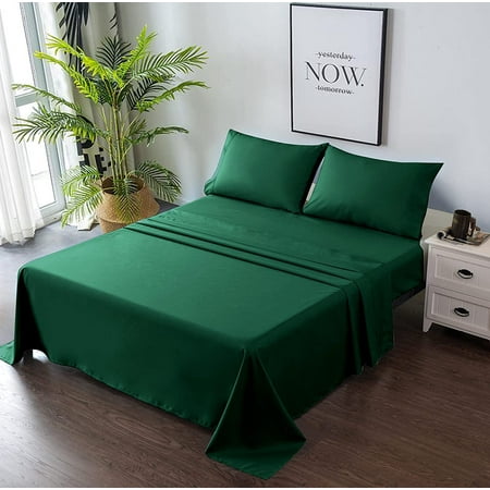 Empire Home Fashion 4 Piece Hunter Green Polyester Bed Sheet Set, Queen Deep Pocket