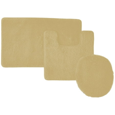 Empire Home Fashion Beige Acrylic Bath Rug Set, Non-Slip (3 Pieces)