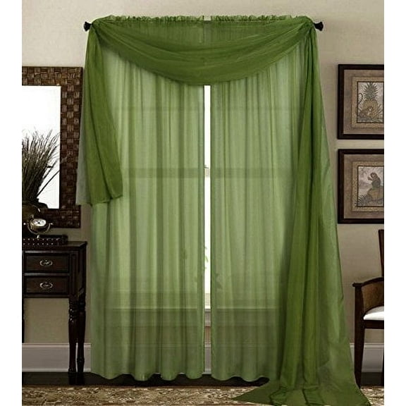 Empire Home Fashion Hunter Green Rod Pocket Sheer Curtains, 55" x 63" (2 Panels)